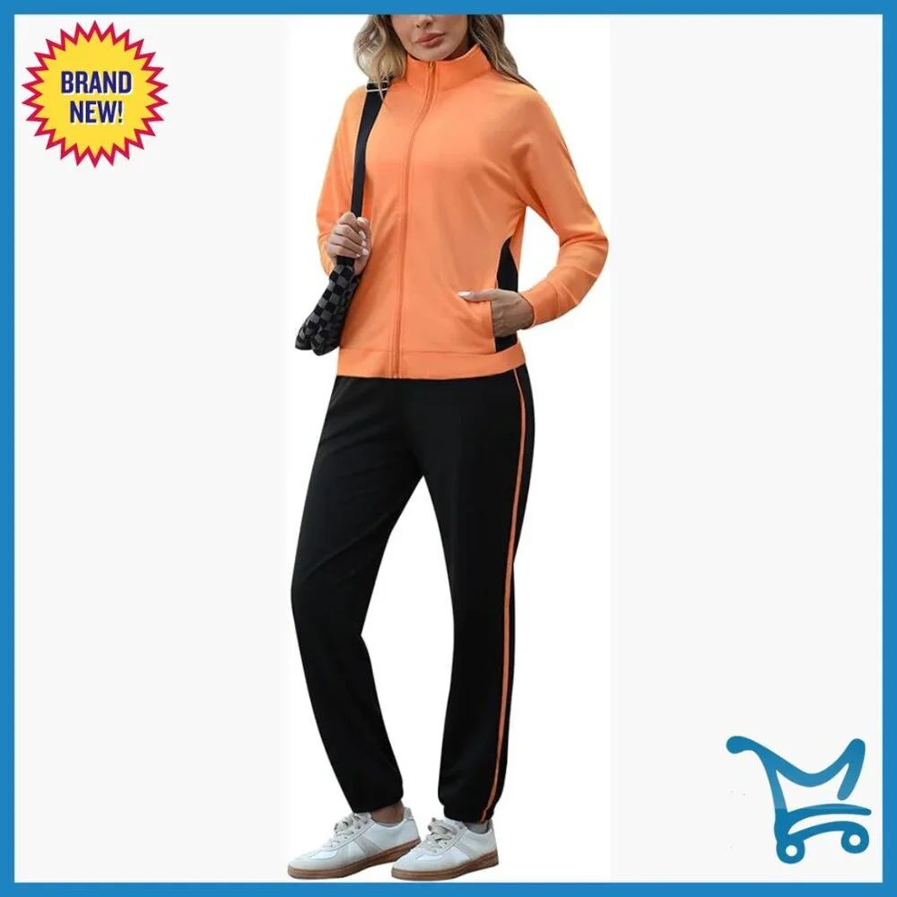 Long Sleeve Zip Up Tracksuit Set, 2 Piece Jogger Lounge Outfit, Size Small